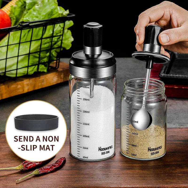 Organizador de tarros de especias, accesorio, azucarero, salero, contenedor de condimentos, cajas con cucharas, suministros de almacenamiento, cajas de especias
