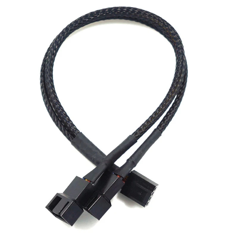 4-pin 1 to 3 Way PWM Fan Splitter Cable, Cooled 1 to 3 Way Tap Sleeve Extension Braided Cable Extension Cable 4-pin