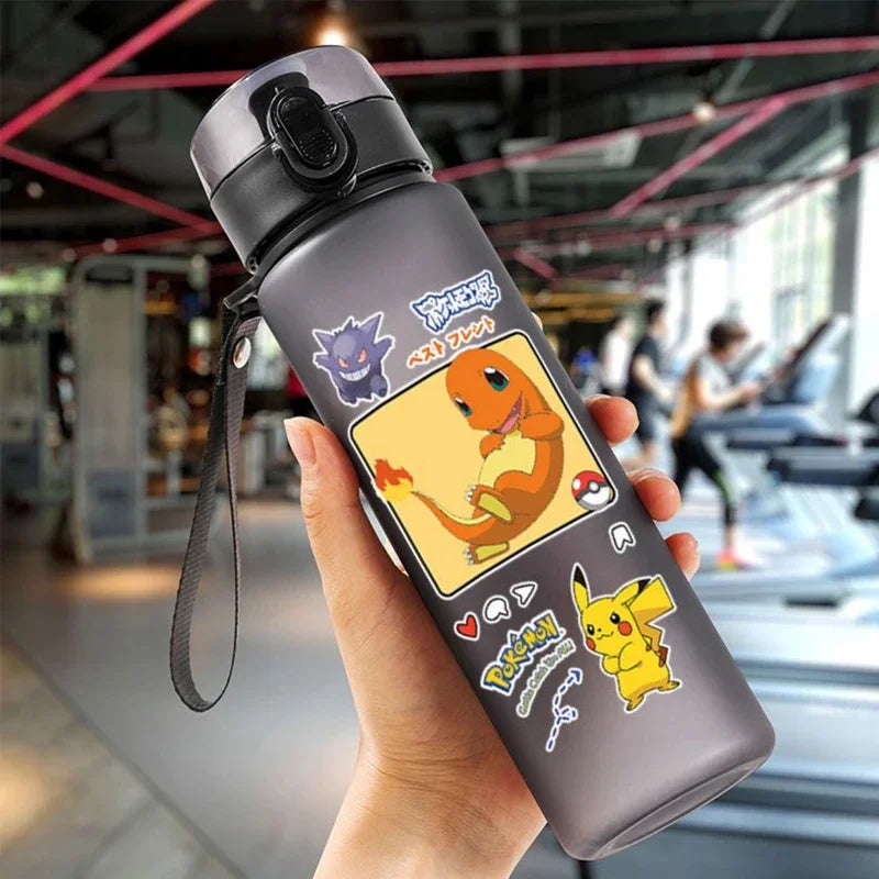 Anime Pokemon Portable Plastic Water Bottle 560ML Ash Ketchum Pikachu High Capacity Insulation Outdoor Water Cup for Kids Gift