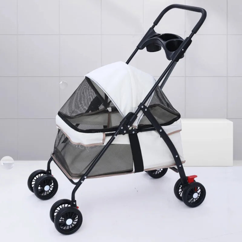 Pet Cart Light Cat Small Dog Walking Shopping Dual Use Teddy Walking Babies Small Pulling Damping Large Space Animal Supplies