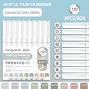 Languo 9pcs/box Soft Brush Acrylic Marker Pen Set，DIY Hand Drawn,Paint Art Markers pens,Student Graffiti Acrylic Paint Pens,M720