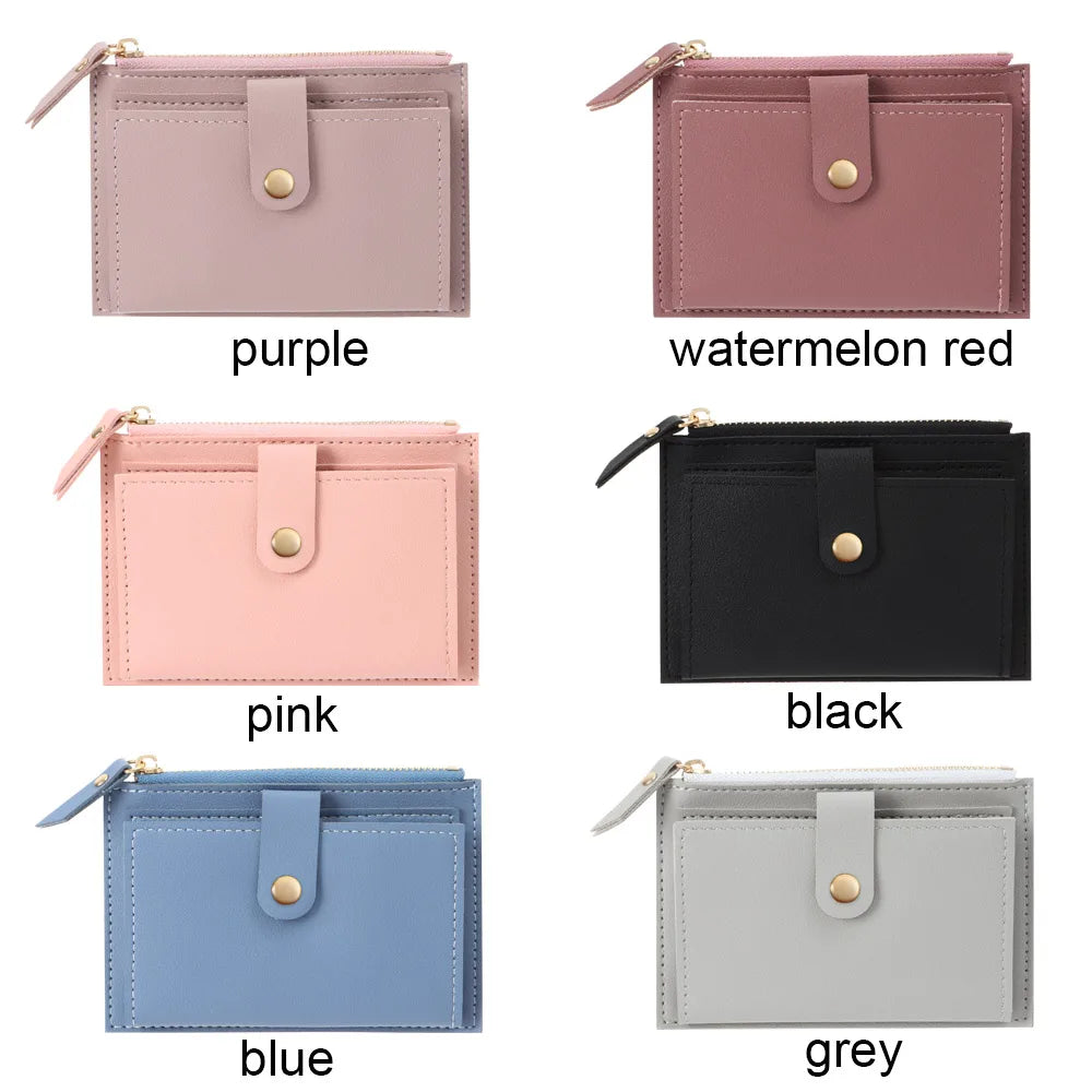 Cute Fashion PU Leather Mini Coin Purse Women Solid Color Credit Card Holder Bags Small Wallet Money Bag Purse Card Holder