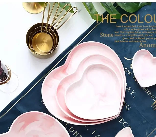 Heart-shaped Ceramic Dinnerware Set, Dinner Plate, Rice Salad Bowl, Coffee Mug, Japanese Love, Warm Gift for Valentine day