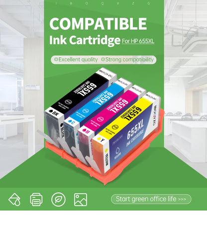 IBOQVZG 655XL New Ink Cartridge For HP 655XL Compatible For HP655  Deskjet Ink Advantage 3525 4615 4625 5525 6525 Printer