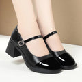 Women Shoes 2024 New Fashion Retro Round Toe Soft Leather Casual Mary Jane Shoes Shallow Mouth Waterproof Platform Shoes