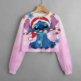 Casual New Spring and Autumn Disney Classic Children's Clothing Print Girls Short Hoodie Sweater Stitch Comfortable and Cute Top