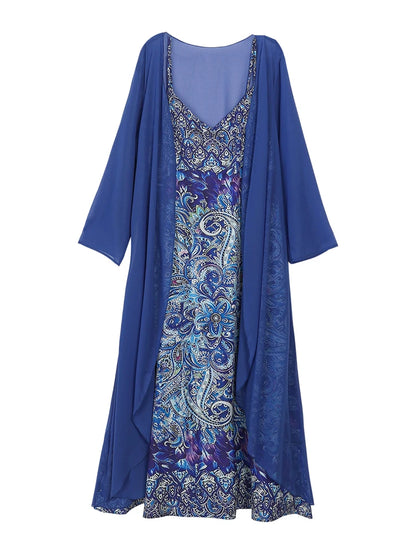 Conjunto feminino plus size temperamento elegante conjunto 2 peças vestidos cardigan solto melhor para primavera e verão
