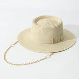 Summer Straw Hats for Women Ribbon Decoration Elegant Ladies Party Dress Hats Travel Beach Sun Hat Chapeau Femme
