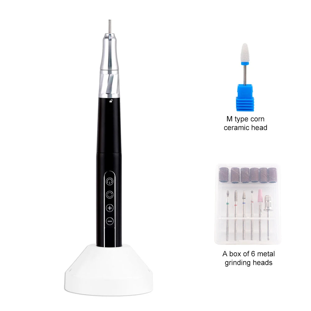 85w Brushless Motor Cordless Nail Drill 35000RPM Electric Handle Pen Drill Pedicure Rechargeable Handpiece Portable Base Charge