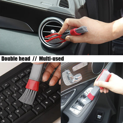 Car Wash Double Head Brushes, Limpeza de ventilação, Condicionador, Grelha, Espanador, Limpe, Auto Detalhamento Cleaner, Ferramentas de limpeza Interior do carro