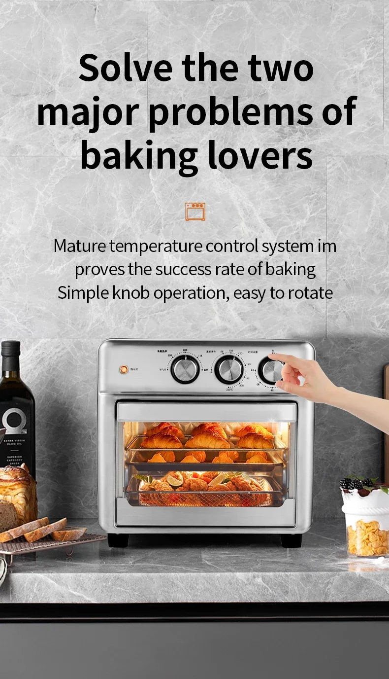 Smart Air Fryer Oven, 26L/13L Large Capacity Electric Air Fryer, Visible Window, Household Kitchen Deep Fryer without Oil, EU 220V