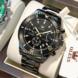OLEVS 2870 Men's Watch Top Brand Luxury Watch for Men Original Waterproof Stainless Steel Chronograph Moon Phase Date Rota Dial