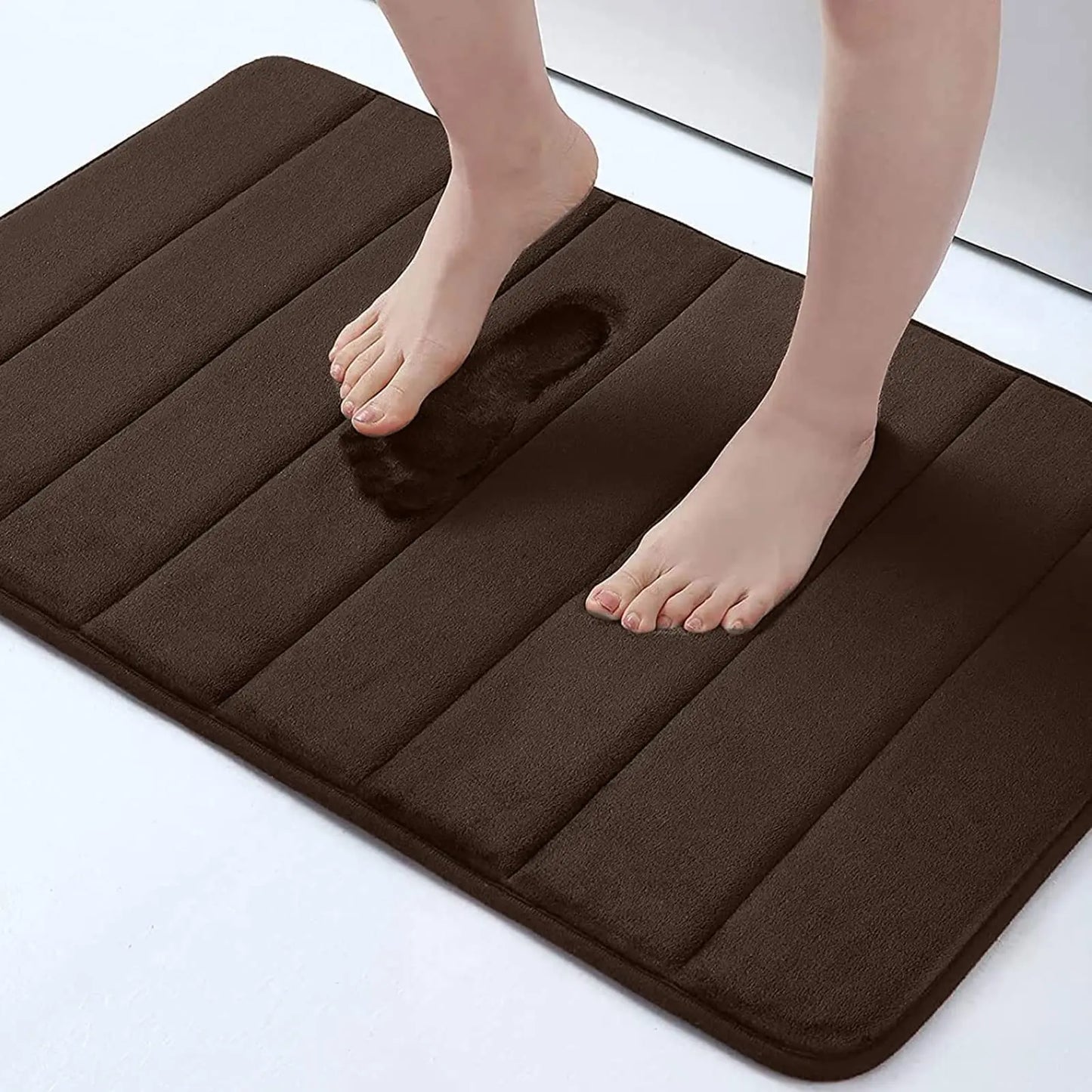 Memory Sponge Stripe Bathroom Non slip, Water Absorbent, Machine Washable Floor Mat