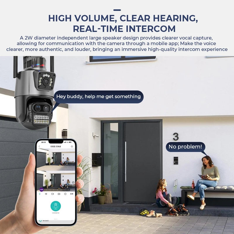 9MP PTZ Wifi Camera Three Lens Dual Screens Outdoor Surveillance CCTV Cameras Ai Human Detect Security IP Camera Auto Tracking