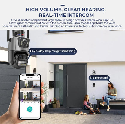 9MP PTZ Wifi Camera Three Lens Dual Screens Outdoor Surveillance CCTV Cameras Ai Human Detect Security IP Camera Auto Tracking