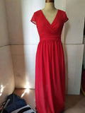 2026 Women's V Neck Short Sleeve Evening Party Dress Temperament Solid Colour Long Cocktail Chiffon High Waist Summer Dresses