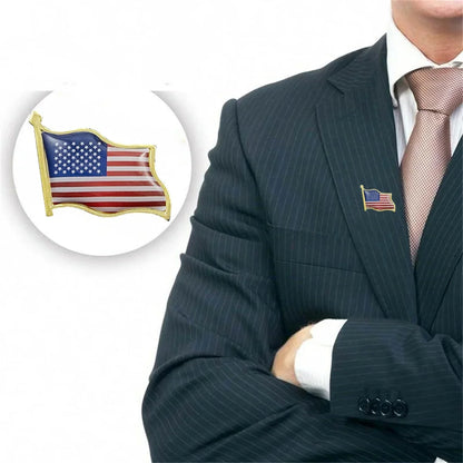 America USA National Flag Lapel Pins Crystal Epoxy Metal Enamel Badge Paint Brooch Souvenir Suit Personality Commemorative