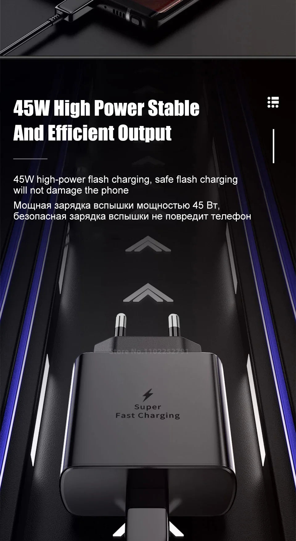 PD45W USB C Charger For Samsung Galaxy S24 S23 S22 S21 S20 Ultra S10 Plus FE Super Fast Charging Type C Charge Cable Accessories