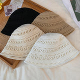 Summer Bucket Hat Fisherman Hat Women Hollow Out Sun Hat Outdoor Casual Versatile Panama Hats Crochet Foldable Caps Beach Cap