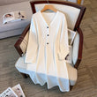 Vestido longo com decote em v para mulheres, busto 160, 155kg plus size, branco e preto, 5XL, 6XL, 7XL, 8XL, 9XL, outono e inverno