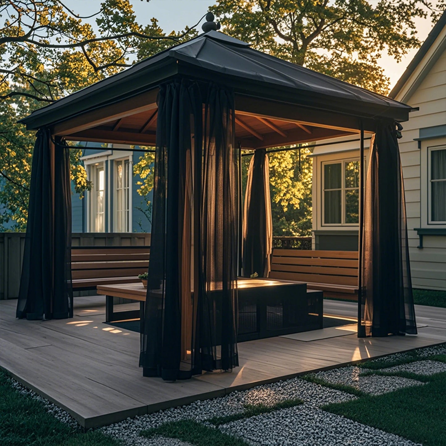 Outdoor Sheer Curtains for Patio Mosquito Netting Rod Pocket Garden Mesh Voile Drapes Mosquito Curtains for Porch Pergola