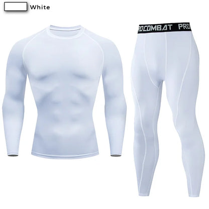 Terno Sportswear Compressão para Homens, Conjuntos de Yoga Esportes Apertados, Treino Ginásio, Jogging, MMA Fitness Vestuário, Calças de Treino, Terno Esportivo, 2PCs