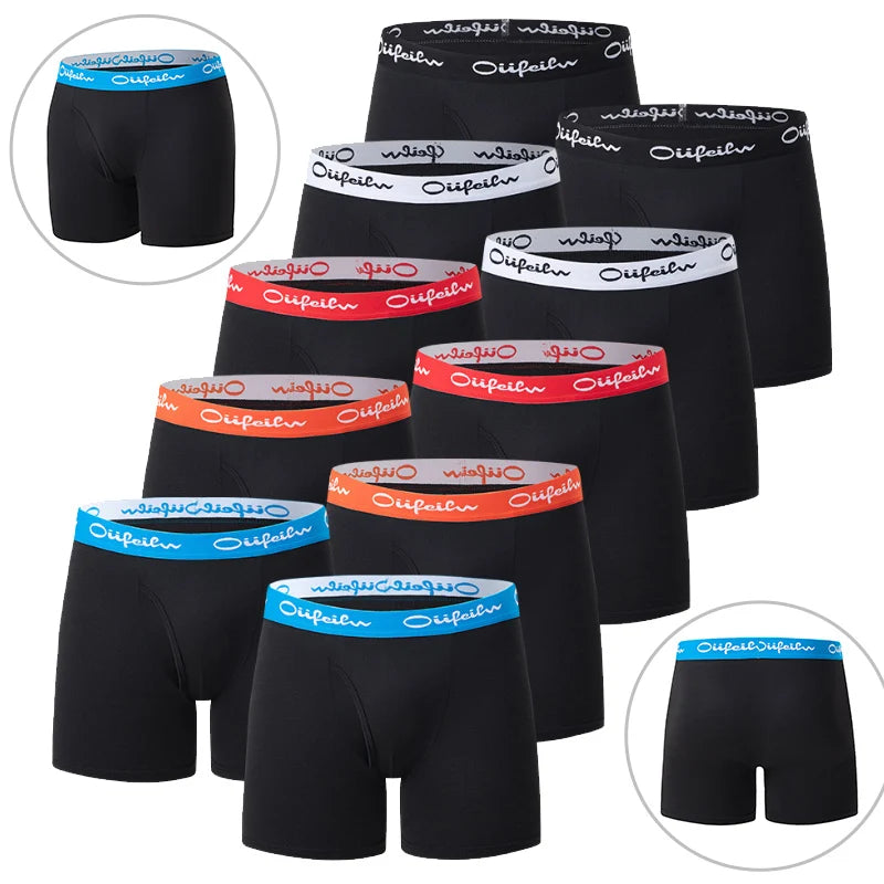4/5 /10 Pcs Fashionable Men's Long Underwear Casual Boyshort Youth Sports Shorts Comfortable Breathable Stretch Shorts Underwear