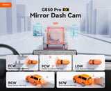 WOLFBOX G850 PRO 4K WiFi Mirror Dash Cam with ADAS and BSD 5.8GHz WiFi Voice Control Car DVR Rearview Mirror 12inch