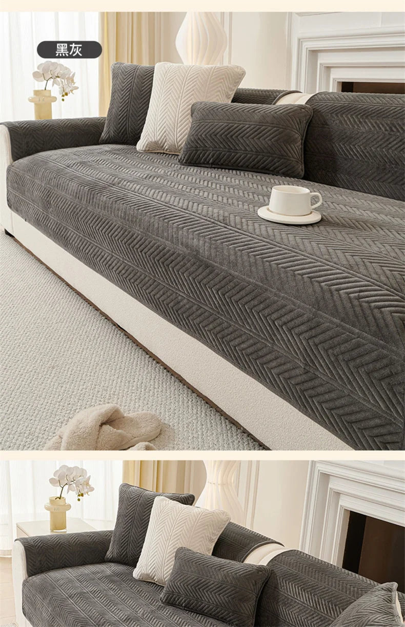 1PC Velvet Thicken Sofa Seat Cover Nordic Universal Sofa Cushion Slipcover Anti-slip L Corner Couch Towel Mat for Living Room