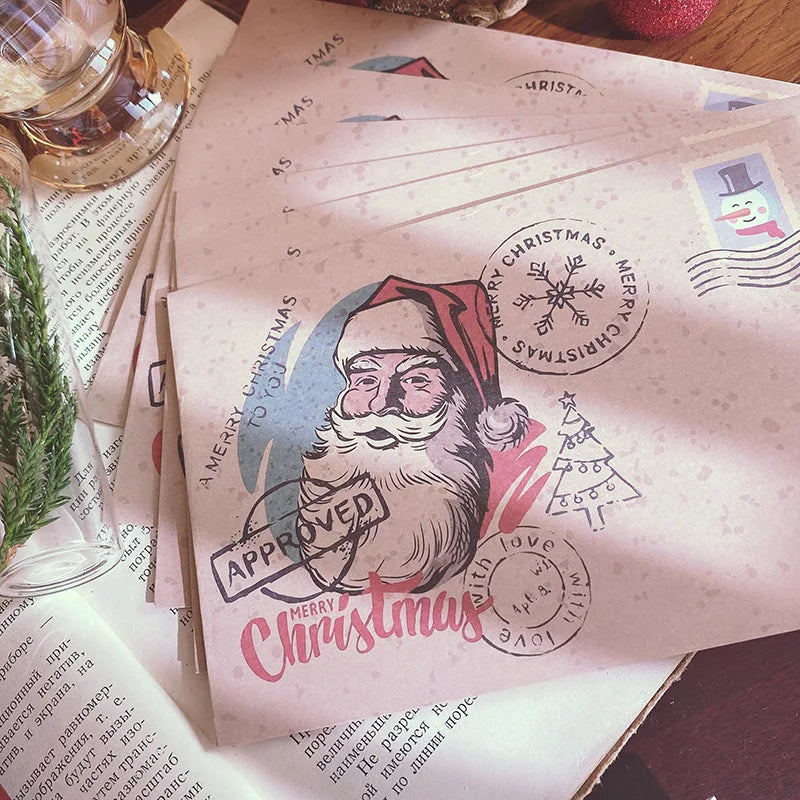 5pcs Vintage Christmas Envelope，Christmas Gift Card Envelope For Blessing Message Cards, Gratitude Cards, Handwritten Letters