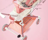Pink Newborn Stroller can sit or lie down 0-6 years old Children Lightweight Folding Boardable Travel 360 ° Steering Stroller