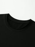Men's 100% pure cotton loose fit comfortable sports and leisure creative line pattern printed round neck long sleeved T-shirt