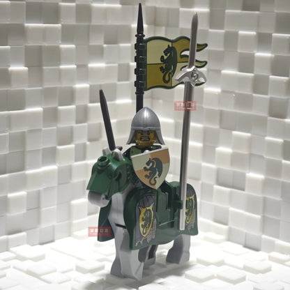 New Medieval Knights Red Lion Black Eagle Castle Soldier Green dragon Action Figures Cavalry Building Block Military Toy Gifts
