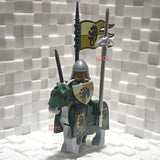 New Medieval Knights Red Lion Black Eagle Castle Soldier Green Dragon Action Figures Cavalry Building Block Military Toy Gifts