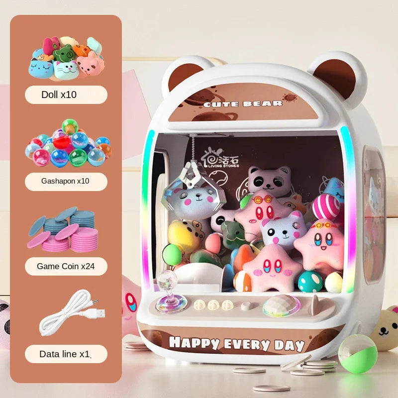 Máquina de muñecas DIY de gran tamaño para niños, juego de monedas, minimáquina de garras, grúa, muñeca musical, regalos de Navidad