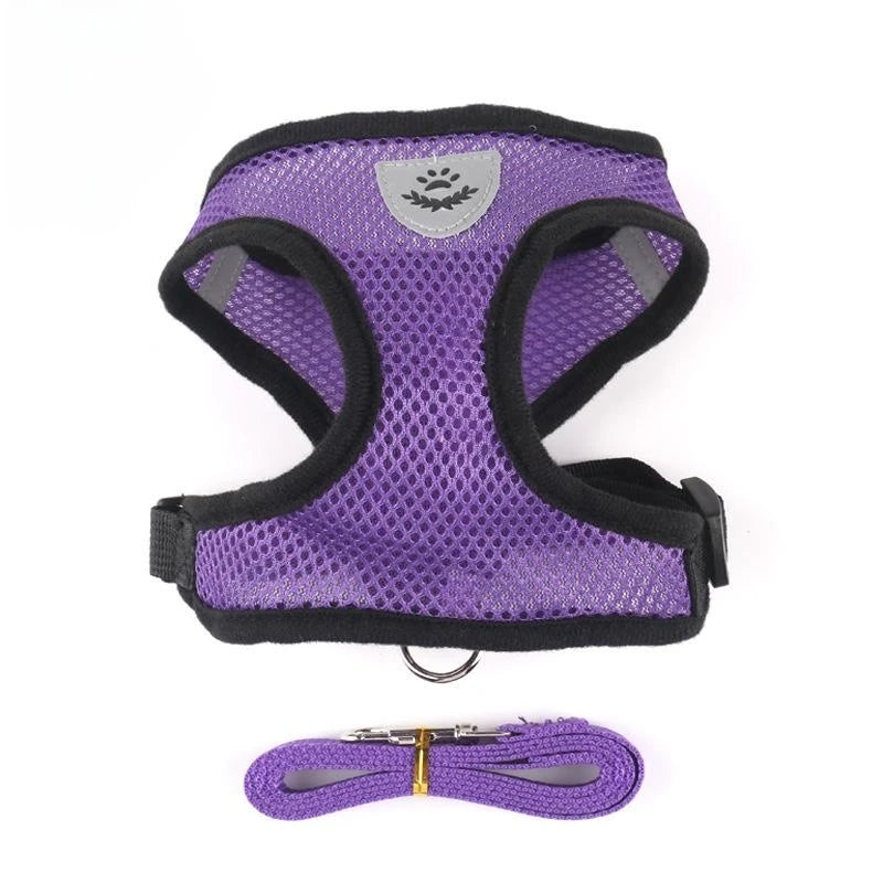 Arnés para perros y gatos con correa ajustable, malla de poliéster, transpirable, reflectante, para perros pequeños, accesorios para gatos.