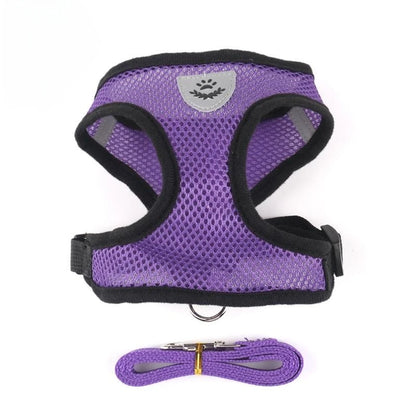 Arnés para perros y gatos con correa ajustable, malla de poliéster, transpirable, reflectante, para perros pequeños, accesorios para gatos.
