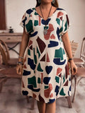 2024 Spring and Summer Cross-border Europe and America New Large Women's Fashion V-neck Shirt Dress Plus Size