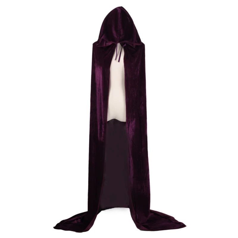 Capa de Veludo Unissex Estilo Ceifador com Capuz – Ideal para Halloween, Natal e Cosplay (Diabo, Bruxa, Mago ou Medieval)