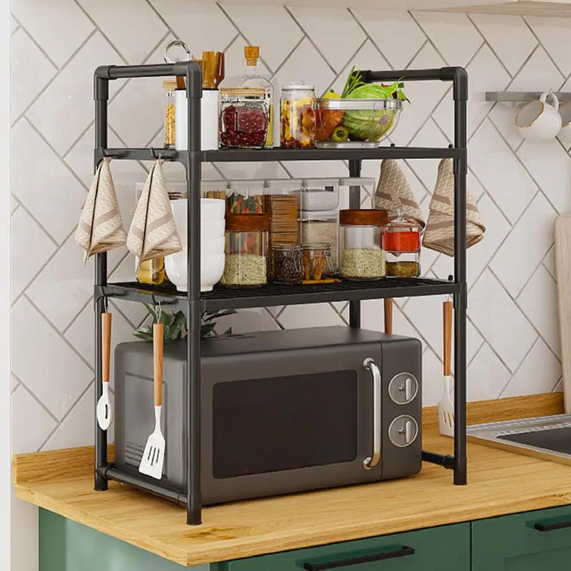 Kitchen Storage Rack Multi-Layer Microwave Rack Adjustable Standing Countertop Condiment Oven Organizer Shelf Kitchen Accessorie