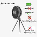 2024 New Portable Tripod Camping Fan 10000mAh USB Rechargeable Multifunctional Mini Outdoor Tent Wireless Ceiling Electric Fan