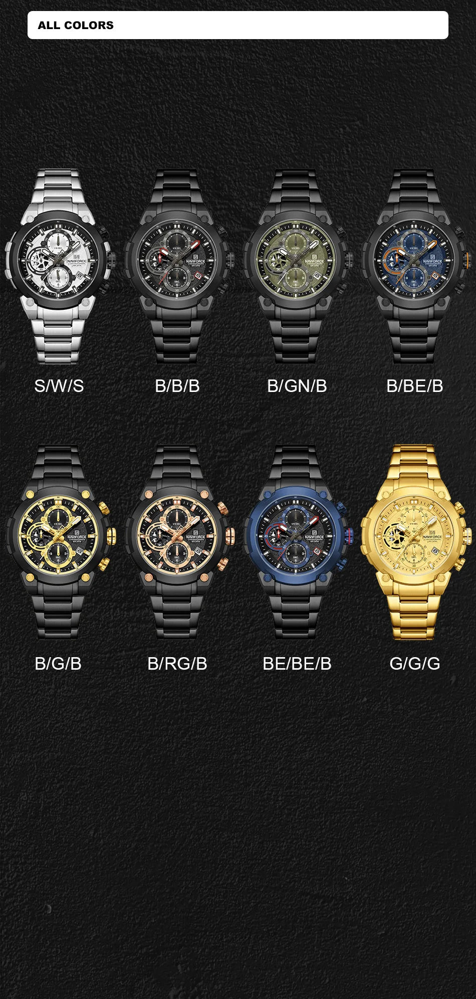NAVIFORCE Original Watch for Men 2025 New Stainless Steel Waterproof Chronograph Classic Quartz Wristwatch Brand Men Watch Gifts