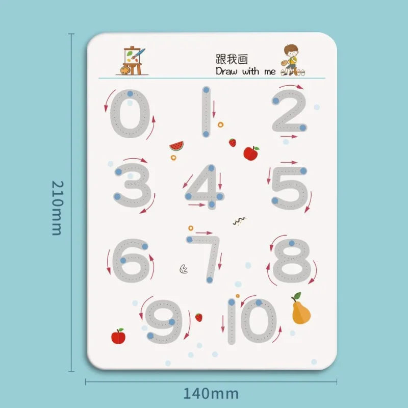 Livro de Exercícios Mágico Montessori de Traçado e Controle de Caneta — Reutilizável, para Caligrafia e Desenho Infantil (Brinquedo Educativo)