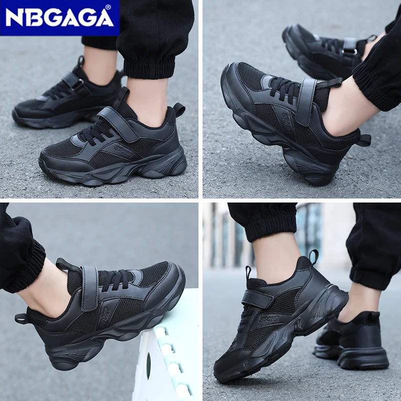 Children's Fashion Sports Shoes Breathable Student Black School Walking Shoes Anti-skid Boys & Girls Casual Running Sneaker