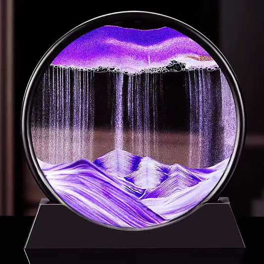 3D Moving Sand Art Picture Round Glass Deep Sea Sandscape Hourglass Quicksand Craft Flowing Sand Painting Office Home Decor Gift