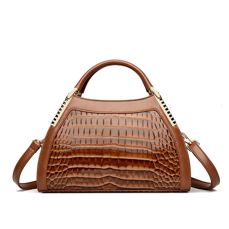 Alligator Patent Leather Shoulder Crossbody Handbags for Women, Luxury Brand Designer Hobo Bags, Two-Layer Sac