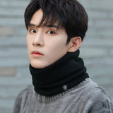 Solid Plush Warm Winter Ring Scarf Women Men Knitted Full Face Mask Snood Neck Scarves Thickened Cashmere Scarves All-Match Muffler