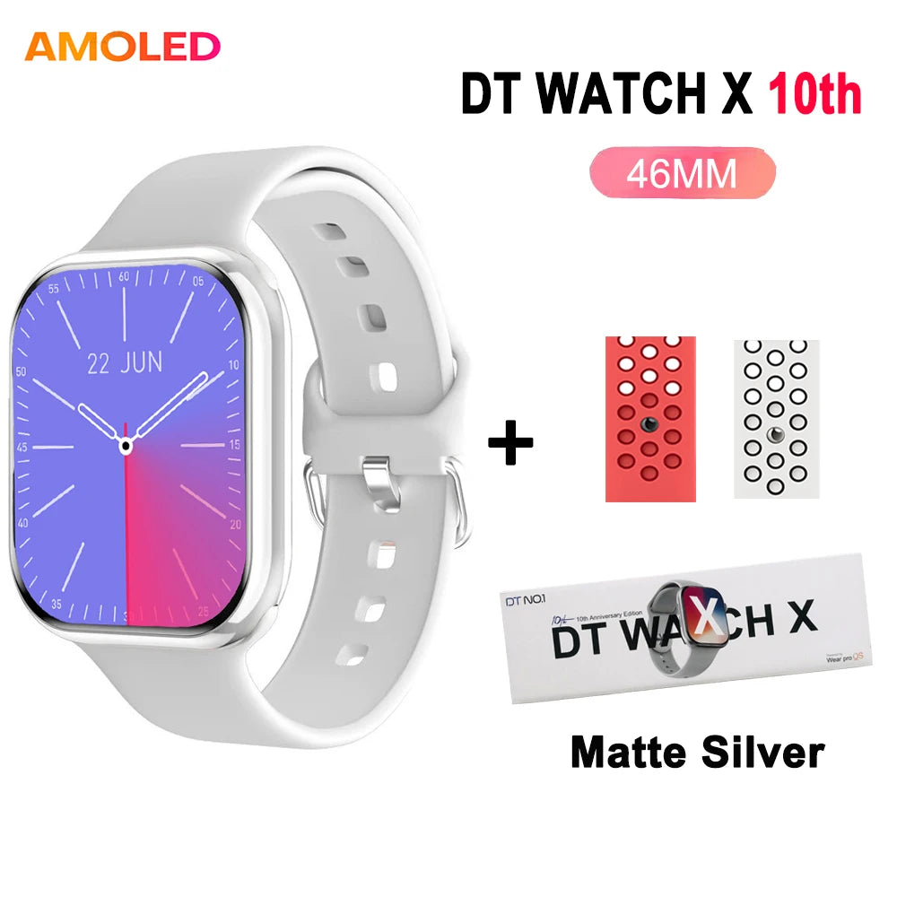 DT Watch 10 Smartwatch DT Watch X AMOLED 46mm Screen Video Play Local Music 4GB NFC ChatGPT Compass Smartwatch For Apple Android