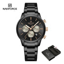 NAVIFORCE NF8076 Sports Watches for Men Stainless Strap Quartz 3ATM Waterproof Shockproof New Fashionable Clock