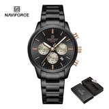 NAVIFORCE NF8076 Sports Watches for Men Stainless Steel Strap Quartz 3ATM Waterproof Shockproof New Fashionable Watch